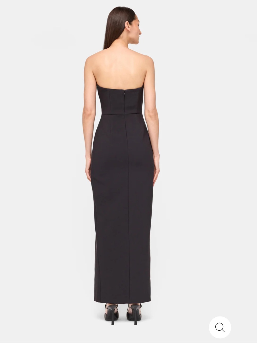 Strapless Black and Cream Column Evening Dress - Picture 2 of 3